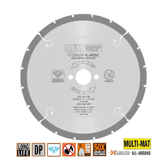Afbeeldingen van CMT All-round diamant zaagblad voor universeel gebruik 160x20x2.2mm Z20 DP - 235.160.20H