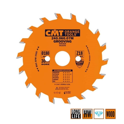 Afbeeldingen van CMT V-groefzaag voor hout & plaatmateriaal 180x30x6mm Z18 HW - 240.060.07M PUNT