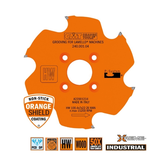 Afbeeldingen van CMT Groefzaag diamant voor Clamex-P systeem, voor massief hout & plaatmateriaal 100.4x22x7mm Z3 DP - 240.601.04