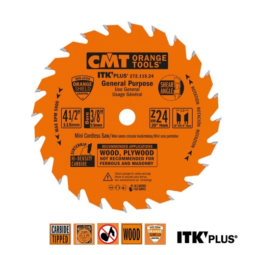 Afbeeldingen van CMT Universeel zaagblad voor massief hout & multiplex 115x9.5x1.5mm Z24 HW - 272.115.24