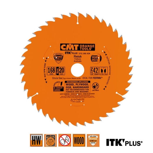 Afbeeldingen van CMT Universeel zaagblad voor massief hout & multiplex 168x20x1.8mm Z42 HW - 272.168.42H
