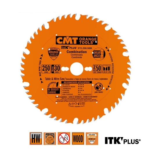 Afbeeldingen van CMT Universeel zaagblad voor massief hout & multiplex 250x30x2.4mm Z50 HW - 272.250.50M