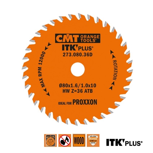 Afbeeldingen van CMT Universeel zaagblad voor massief hout & beplakte plaat 80x10x1.6mm Z36 HW - 273.080.36D