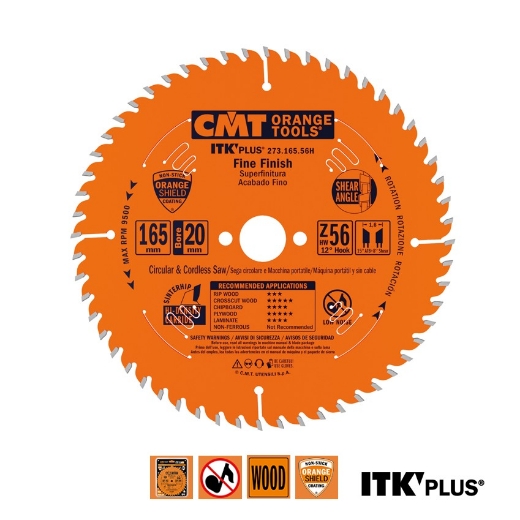 Afbeeldingen van CMT Universeel zaagblad voor massief hout & beplakte plaat 165x20(15.87)mm Z56 HW - 273.165.56H