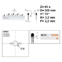 Afbeeldingen van CMT Diamantzaagblad voor MDF, HDF, HPL & Volkern 300x30x3.2mm Z60 DP - 237.060.12M