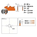 Afbeeldingen van CMT Schulp-en afkortzaag voor massief hout & multiplex 168x20x1.8mm Z28 HW - 271.168.28H