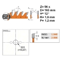 Afbeeldingen van CMT Universeel zaagblad voor massief hout & beplakte plaat 165x20(15.87)mm Z56 HW - 273.165.56H