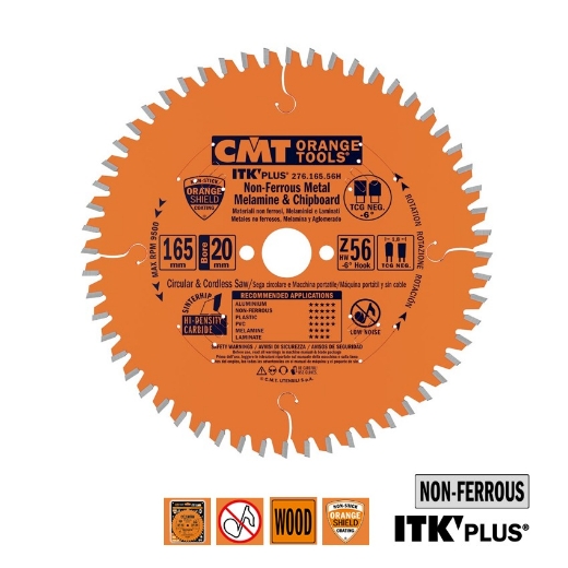 Afbeeldingen van CMT Dun zaagblad voor non-ferro metalen en hard materiaal 165x20(15.87)x1.8mm Z56 HW - 276.165.56H