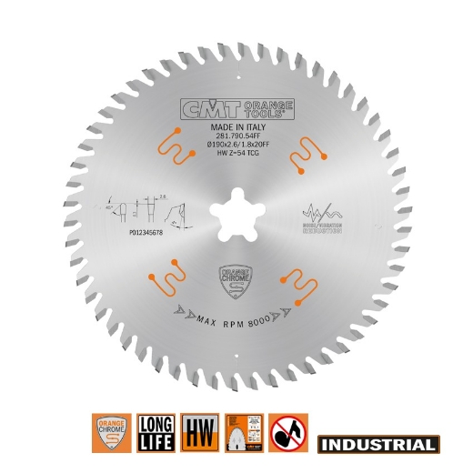 Afbeeldingen van CMT Zaagblad voor HPL & kunststof 190x20+(FastFix)x2.4mm Z54 HW - 281.790.54FF