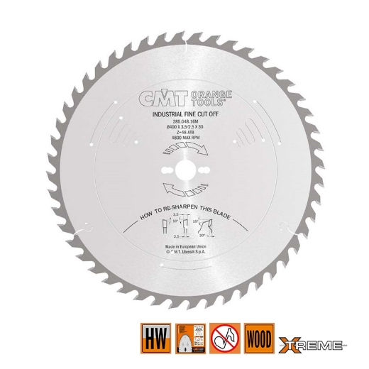 Afbeeldingen van CMT Afkortzaag voor massief hout 400x30x3.5mm Z48 HW - 285.048.16M