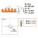 Afbeeldingen van CMT Dun zaagblad voor non-ferro metalen en hard materiaal 165x20(15.87)x1.8mm Z56 HW - 276.165.56H