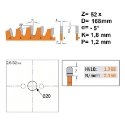 Afbeeldingen van CMT Afkortzaagblad voor non-ferro & composiet materiaal 168x20x1.8mm Z52 HW - 276.168.52H