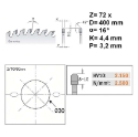 Afbeeldingen van CMT Opdeelcirkelzaagblad voor MDF, HDF, HPL & Volkern 400x30x4.4mm Z72 HW - 282.072.16M