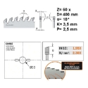 Afbeeldingen van CMT Geluidsarme afkortzaag voor massief hout 400x30x3.5mm Z96 HW - 285.696.16M