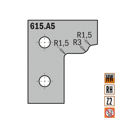 Afbeeldingen van CMT Profielmes I=2mm Z1 Profiel A5 HWM K1920, 2 stuks - 615.A5