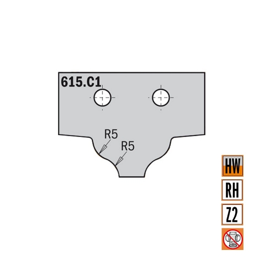 Afbeeldingen van CMT Profielmes I=2mm Z1 Profiel C1 HWM K1920, 1 stuk - 615.C1