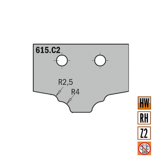 Afbeeldingen van CMT Profielmes I=2mm Z1 Profiel C2 HWM K1920, 1 stuk - 615.C2