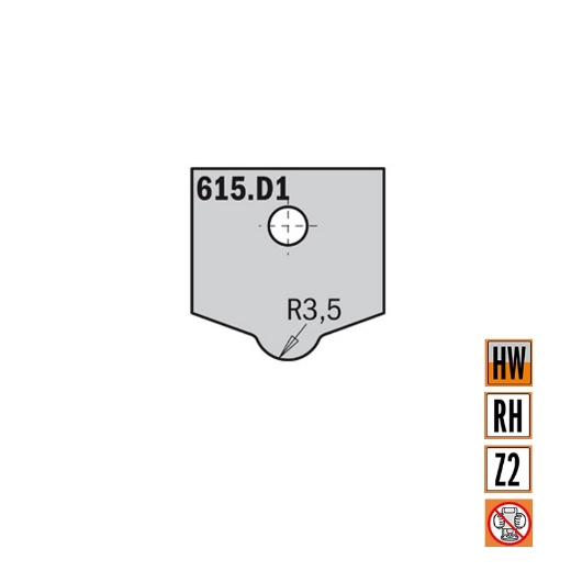 Afbeeldingen van CMT Profielmes I=2mm Z1 Profiel D1 HWM K1920, 1 stuk - 615.D1