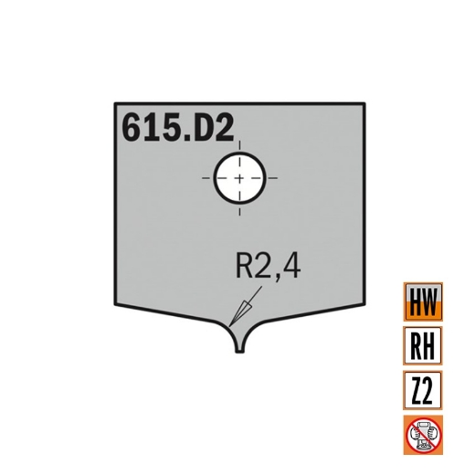 Afbeeldingen van CMT Profielmes I=2mm Z1 Profiel D2 HWM K1920, 1 stuk - 615.D2