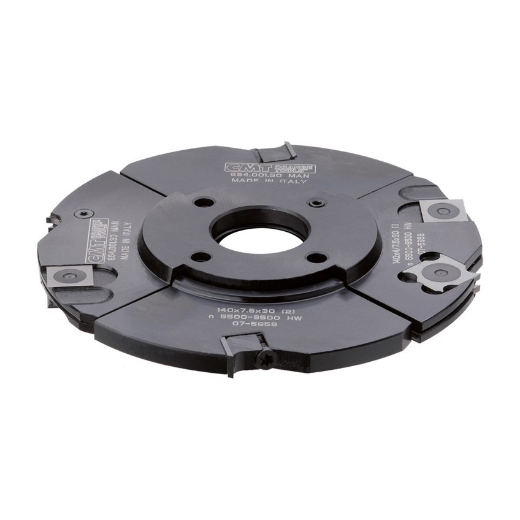 Afbeeldingen van CMT 3-delige verstelbare groeffrees met WPL-messen D=160mm B=50mm Z4+V4 Hh=4-15mm HD=35mm - 694.001.50