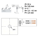 Afbeeldingen van CMT Geluidsarme conische voorritszaag voor MDF & HDF 125x20x3.1-4.3mm Z24 HW - 288.725.24H