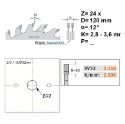 CMT Twee-delige voorritszaag voor MDF & HDF 120x22x2.8-3.6mm Z24 HW - 289.120.24K