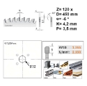 Afbeeldingen van CMT Cirkelzaag voor non-ferro metalen en harde materialen 450x30x4.2mm Z120 HW - 297.120.18P