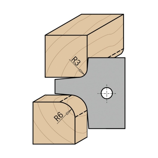 Afbeeldingen van CMT Profielmes voor multiradius-afrondfrees type 1.1 25x24.8x2mm R3+6 Z1 HWM, 2 stuks - 695.003.03