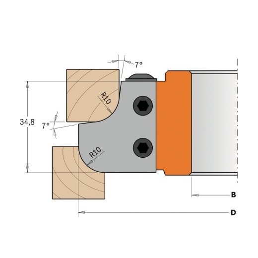 Afbeeldingen van CMT Profielmes voor holle en bolle radiusfrees type 1 R10 Z1 HWM, 2 stuks - 695.007.10