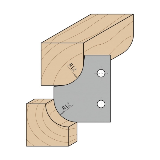 Afbeeldingen van CMT Profielmes voor holle en bolle radiusfrees type 2 R12 Z1 HWM, 2 stuks - 695.007.12