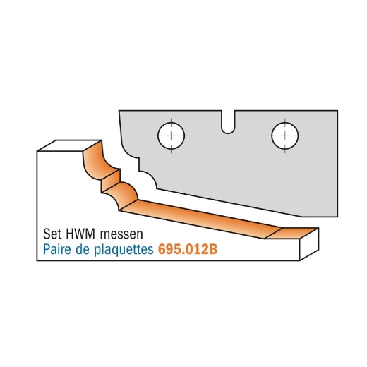 Afbeeldingen van CMT Profielmes voor bossingpaneelfrees type B 50X25X2mm Z1 HWM, 2 stuks - 695.012B