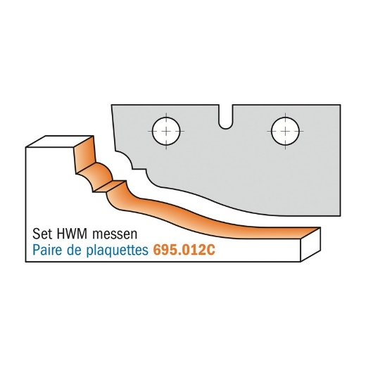 Afbeeldingen van CMT Profielmes voor bossingpaneelfrees type C 50X25X2mm Z1 HWM, 2 stuks - 695.012C