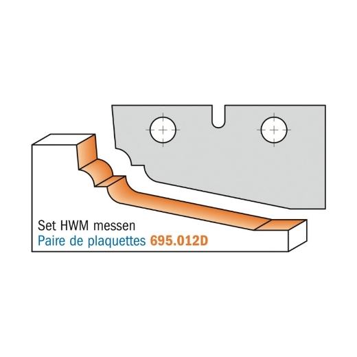 Afbeeldingen van CMT Profielmes voor bossingpaneelfrees type D 50X25X2mm Z1 HWM, 2 stuks - 695.012D