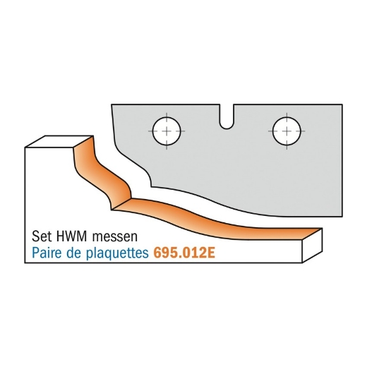 Afbeeldingen van CMT Profielmes voor bossingpaneelfrees type E 50X25X2mm Z1 HWM, 2 stuks - 695.012E