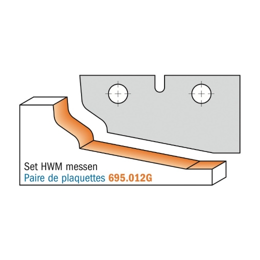 Afbeeldingen van CMT Profielmes voor bossingpaneelfrees type G 50X25X2mm Z1 HWM, 2 stuks - 695.012G