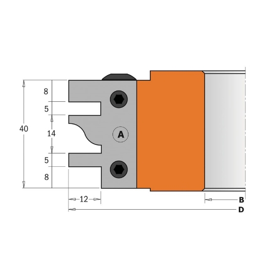 Afbeeldingen van CMT Profielmes voor ééndelige meubelprofielfrees type A 40X24.5X2mm Z1 HWM, 2 stuks - 695.014A