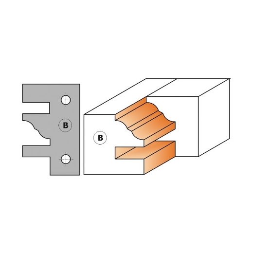Afbeeldingen van CMT Profielmes voor ééndelige meubelprofielfrees type B 40X24.5X2mm Z1 HWM, 2 stuks - 695.014B