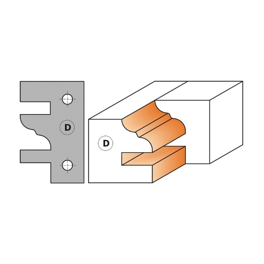 Afbeeldingen van CMT Profielmes voor ééndelige meubelprofielfrees type D 40X24.5X2mm Z1 HWM, 2 stuks - 695.014D