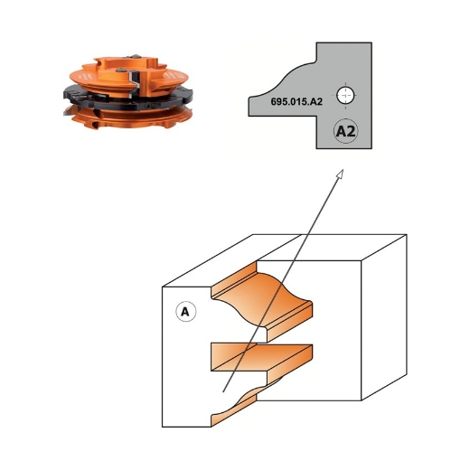 Afbeeldingen van CMT Profielmes voor 3-delige meubeldeurprofielfrees type A2 25X29.8X2mm Z1 HWM, 2 stuks - 695.015.A2
