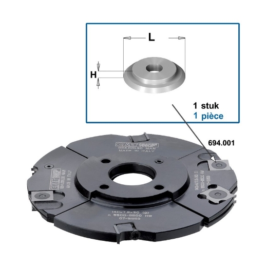 Afbeeldingen van CMT Binnen moer (voor WPL-mes 790.181 en freeskop art 694.001 M4 D=12mm P=1.7mm - 695.996.02