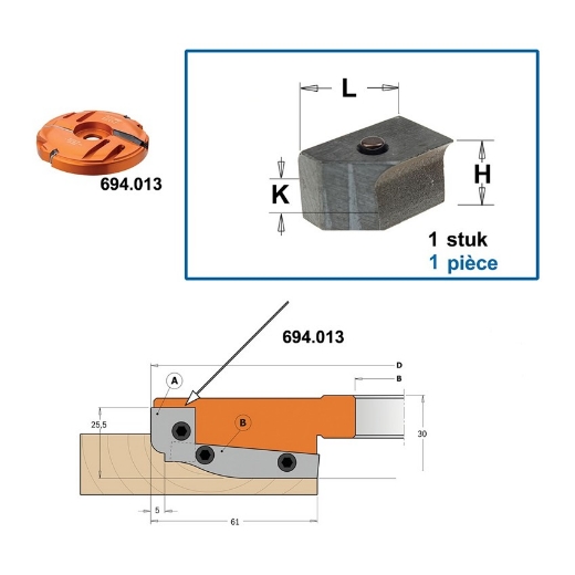 Afbeeldingen van CMT Spanblok voor profielmes art. 695.013.A1 16X11X9.5mm - 695.999.16