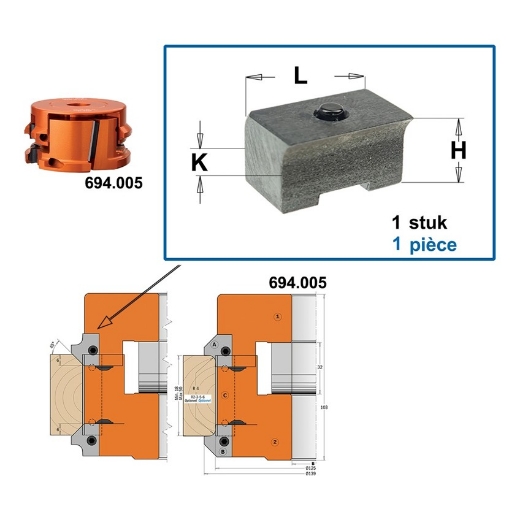 Afbeeldingen van CMT Spanblok voor profielmes 17X11X9.5mm - 695.999.17