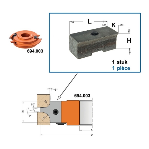 Afbeeldingen van CMT Spanblok voor profielmes 22X11X9.5mm - 695.999.22