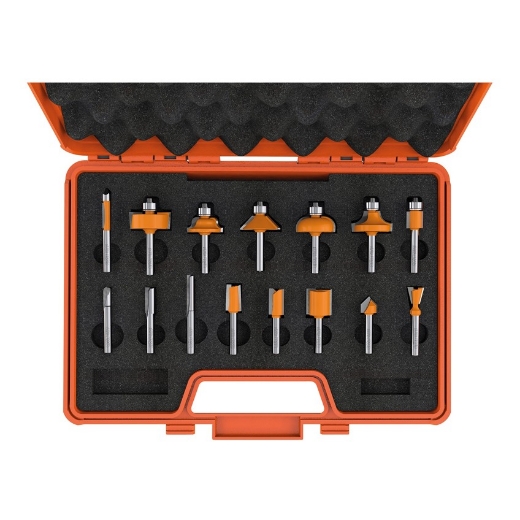 Afbeeldingen van CMT 15-delige bovenfrezenset in oranje opbergkoffer S=6mm Z2 HW - 700.001.00