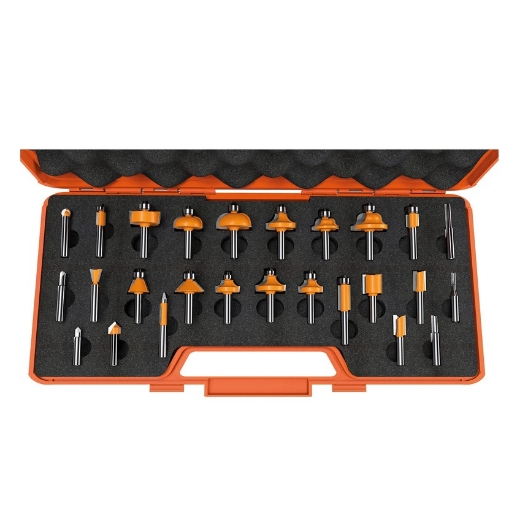 Afbeeldingen van CMT 26-delige frezenset in oranje opbergkoffer S=6mm Z2 HW - 700.003.00