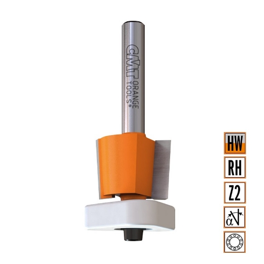 Afbeeldingen van CMT Kantenfrees 3° met Delrin" lager" D=12.7x12.7mm L=54mm S=6mm Z2 HW - 707.128.11