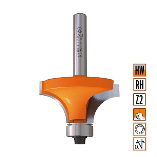 Afbeeldingen van CMT Holle radiusfrees zonder opstaande kant D=38.1x19mm R=12.7 L=61mm S=6mm Z2 HW - 738.380.11