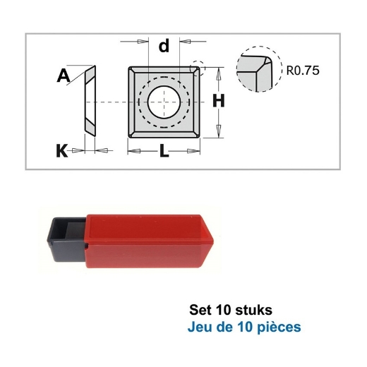 Afbeeldingen van CMT Wisselmessen L=14x14x2mm R=0.5 30° Z4 HWM MG18, 10 stuks - 790.140.20