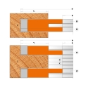 Afbeeldingen van CMT 2-delige verstelbare groeffrees met WPL-messen D=150mm B=30mm Z4+V4 Hh=14-27mm HD=49mm - 694.021.30