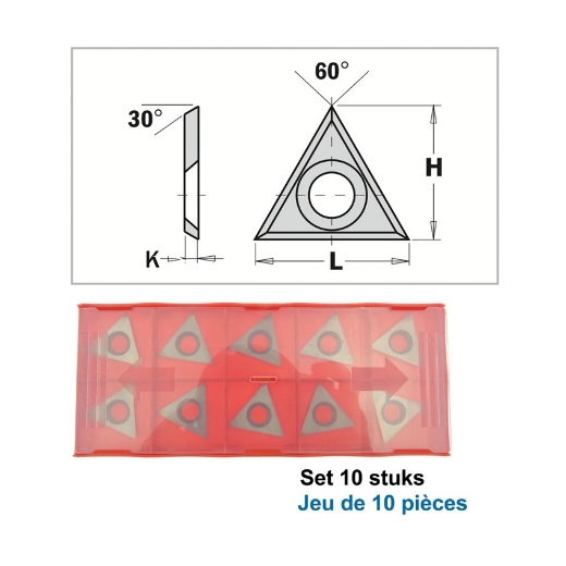 Afbeeldingen van CMT Driehoek wisselmessen L=22x19x2mm Z3 HWM MG18, 10 stuks - 790.220.02